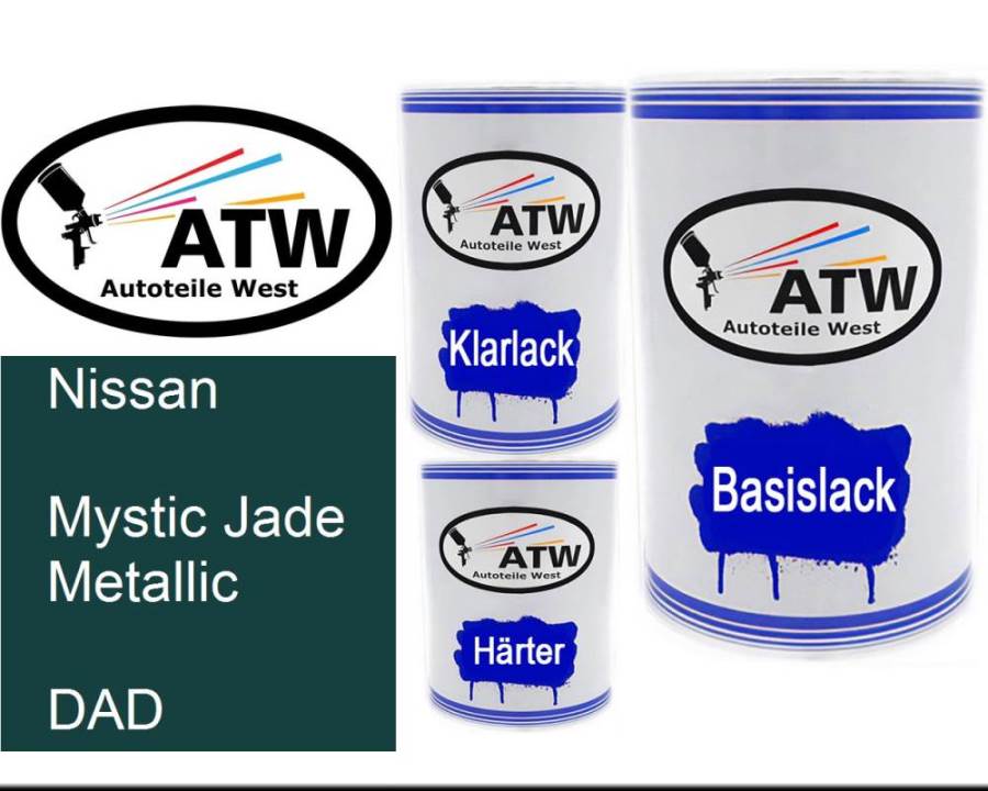 Nissan, Mystic Jade Metallic, DAD: 500ml Lackdose + 500ml Klarlack + 250ml Härter - Set, von ATW Autoteile West.